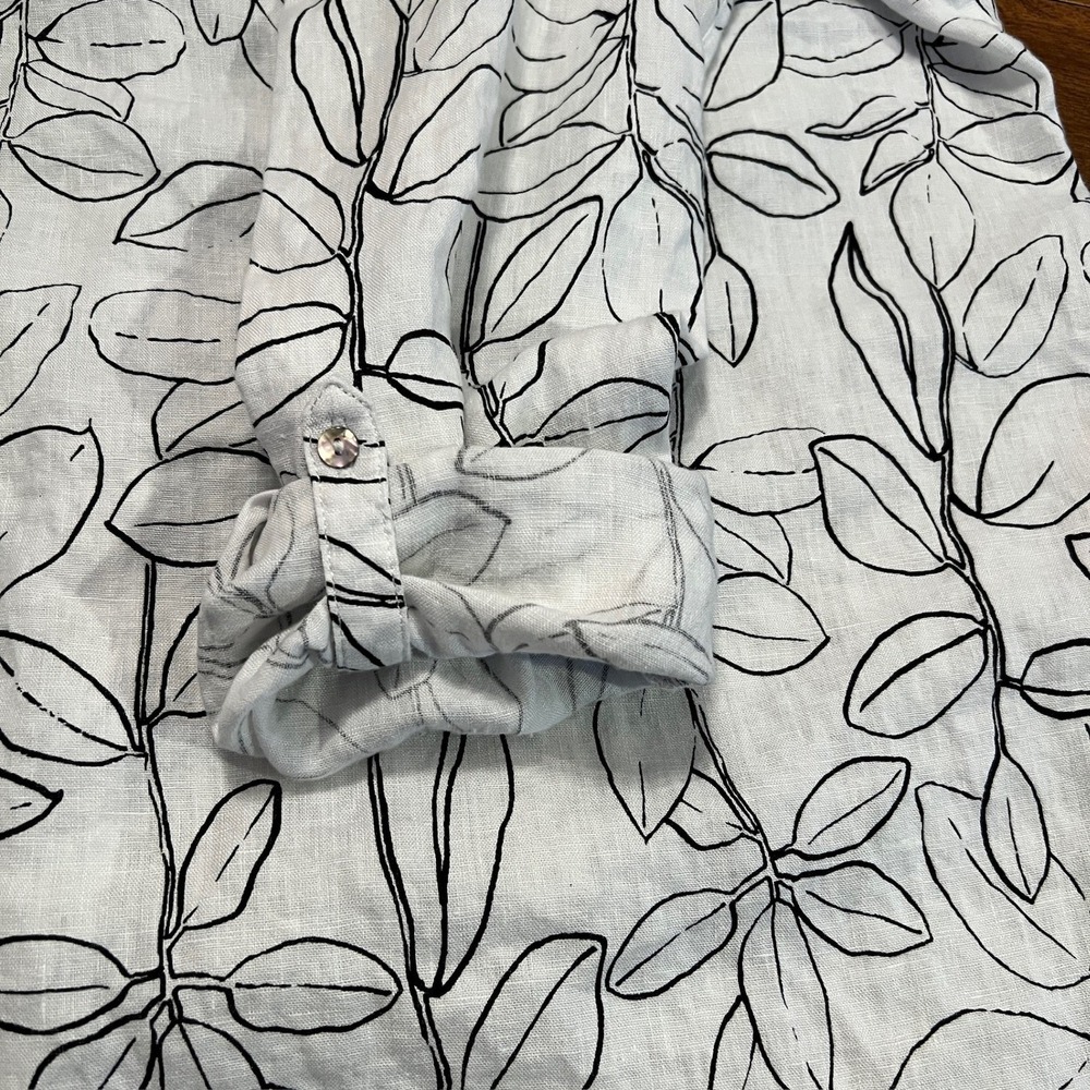 Cynthia Rowley Linen Leaf Print Button Down Shirt Women's XL - Picture 10 of 11
